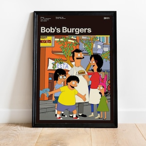 Bob&#39;s Burgers Poster, Funny Animation Wall Art, Cartoon TV Show Decor, Bob Belcher Print, Family Comedy Gift
