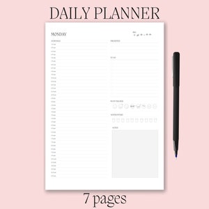 Druckbarer 7-Tage-Planer, Tagesplaner, Wochenplaner, halber Stundenplaner, Arbeitsplaner, persönlicher Planer, sofortiger Download, 365 Tagebuch