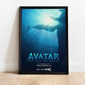 Avatar Way of Water Poster, Sci-Fi Movie Print, Pandora Fantasy Art, Blue People Wall Decor, Epic Film Poster