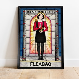 Póster de Fleabag, vitrales de comedia, lámina de Phoebe Waller-Bridge, decoración de televisión feminista, lámina mural de programa de culto