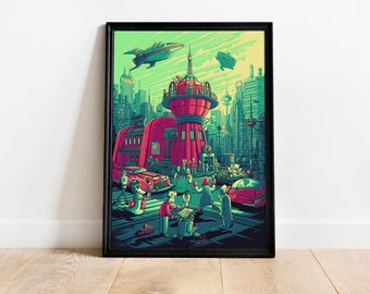 Futurama Poster, Canvas Print, Framed Wall Art, Living Room Decoration, Gift Graduation