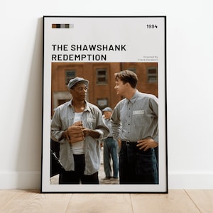 Shawshank Redemption Poster, Classic Prison Drama Art, 90s Movie Print, Tim Robbins & Morgan Freeman Wall Poster