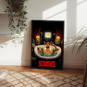 Scarface Poster, Gangster Movie Art Print, Al Pacino Film Illustration, Classic Crime Drama Wall Decor, 80s Cinema Gift, Mafia Noir Art