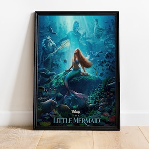 Póster de La Sirenita, Impresión de fantasía submarina, Arte de Ariel Disney, Decoración de habitación Ocean Girl, Arte de pared de princesa mágica