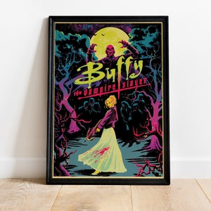 Buffy the Vampire Slayer Poster, Retro Comic Style Art, Sarah Michelle Gellar Print, Gothic TV Decor, 90s Cult Show Wall Art