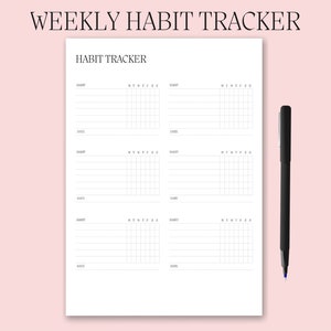 Weekly Habit Tracker Printable, Habit Tracker Template, Routine Tracker, 7 Day Habit Challenge, A4/A5/Letter/Half, Instant Download