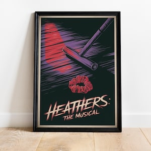 Póster de Heathers The Musical, impresión artística de comedia oscura de Broadway, ilustración de teatro retro, decoración de pared con mazo de croquet, regalo para amantes del teatro