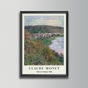 Claude Monet Print - View of Vetheuil Print, Monet Poster, Monet Exhibition Poster, Monet Paintings, Beach House Decor, Modern Home Decor