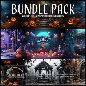 Bundle Pack, 60+ Halloween Inspired Digital Backdrops, Composite Photography, Photo Manipulation, Photoshop Overlays