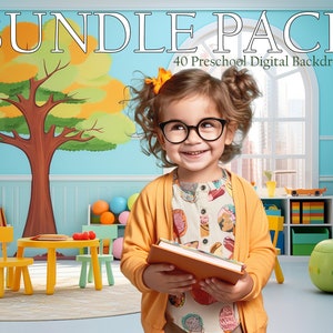 Preschool Daycare Digital Backdrops, Bundle Pack of Digital Downloads, Composite Photography Template Images