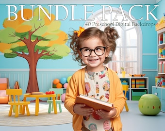 Preschool Daycare Digital Backdrops, Bundle Pack of Digital Downloads, Composite Photography Template Images