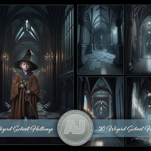 Fantasy Wizard School Hallways, Digital Background, Digital Backdrop, Magic Background, Photoshop Overlays, Composite Backgrounds