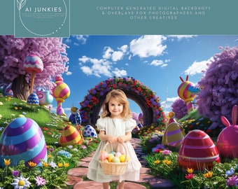 Easter Path  Digital Photography Backdrops - Photo Props for Composites - Custom Photoshop Templates - Holiday Scene - Eggs