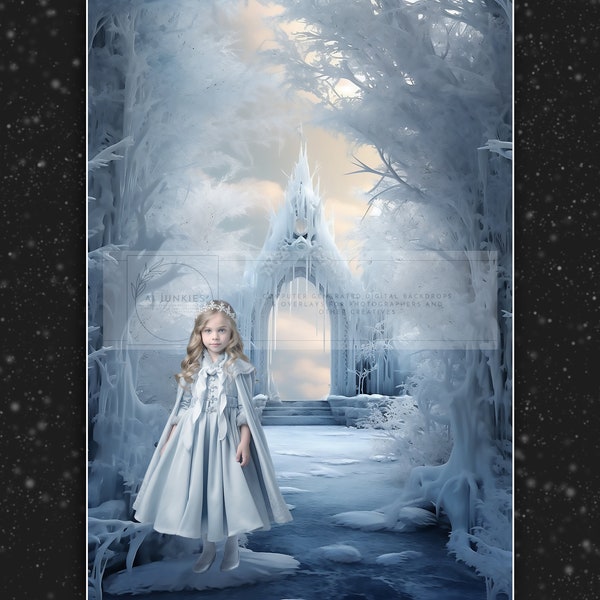 Ice Princess Fairy Tale Frozen Castle Digital Backdrop | Photography Composite Fantasy Background | Photo Manipulation Composition Art