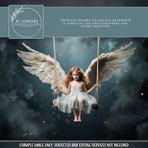 Angel Wings in Clouds Digital Backdrop for Fine Art Photography Composites, Angelic Background, Photo Manipulations, Image Compositions