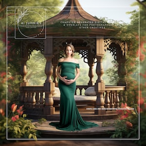 Garden Gazebo Digital Backdrop, Floral Spring Background, Photography, Maternity, Composite Image, Photoshop Overlays