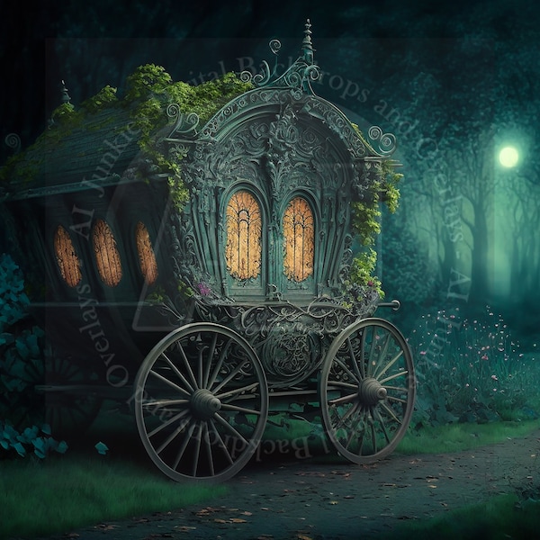 Fairy Tale Fantasy Carriage Digital Background for Composites, Cinderella Carriage, Princess Carriage, Photography Composite Images