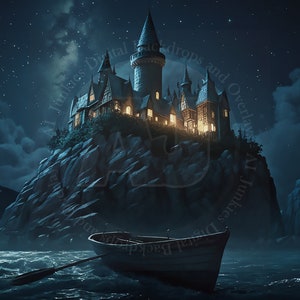 Wizard School of Magic Digital Background, Magic School Digital Backdrop, Composite Image, Fantasy Digital Background, Row Boat Magic
