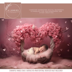 Newborn Valentine&#39;s Day Digital Backdrop for Photography Composite Photo Manipulations, Photoshop Overlays, Baby Digitals