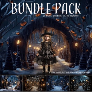 BUNDLE PACK! Gothic Mashup of Christmas and Halloween Digital Backdrops, Photo Manipulations, Composite Image, Photoshop Overlay, AI