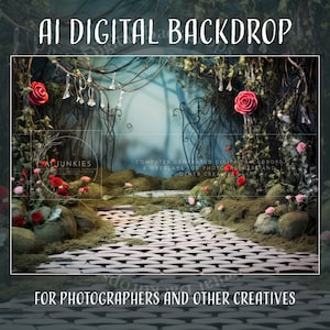 Alice Wonderland Inspired Digital Backdrop for Photography Composite Images, Storybook Photo Composition Background, Photoshop Overlays