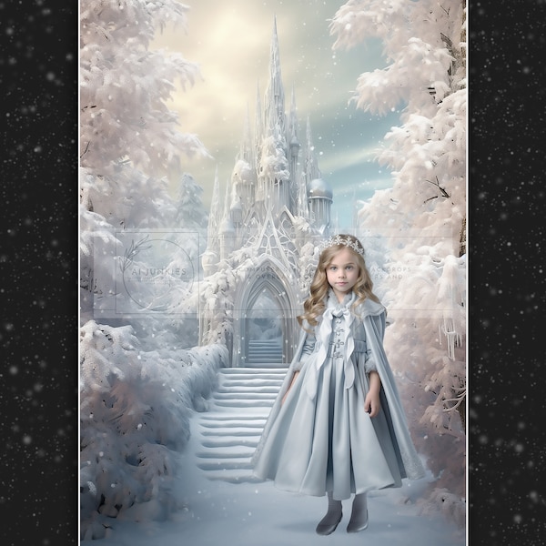 Ice Princess Fairy Tale Frozen Castle Digital Backdrop | Photography Composite Fantasy Background | Photo Manipulation Composition Art