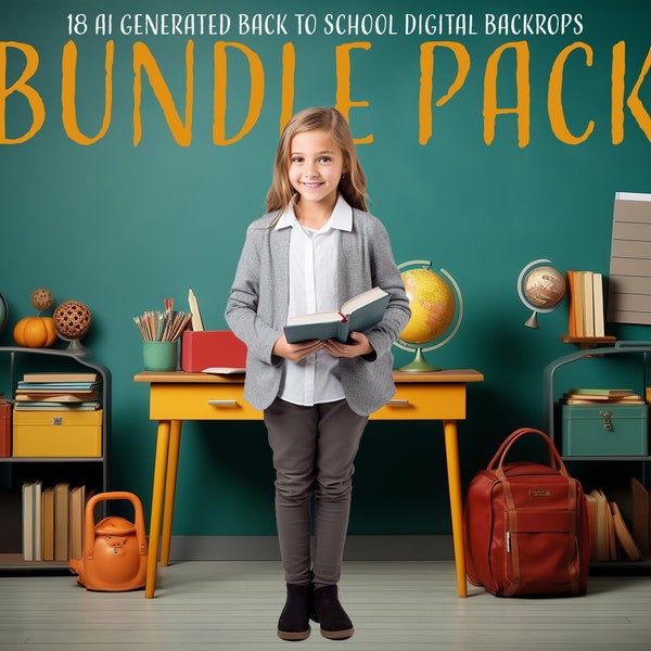 Back to School Digital Backdrops, Composite Art Photography Background, Photo Manipulation Templates, Photoshop Overlays, 1st Day of School