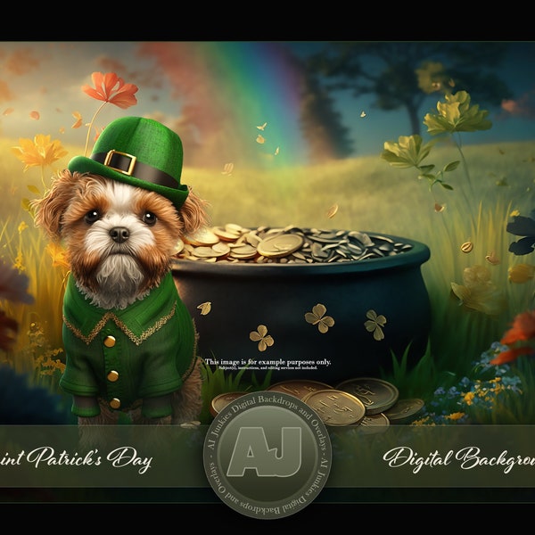 St. Patricks Day Digitaler Hintergrund, Pet Portrait Digitaler Hintergrund, St. Pattys Day Hintergrund, Fotografie zusammengesetzter Hintergrund