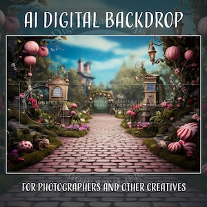 Alice Wonderland Inspired Digital Backdrop for Photography Composite Images, Storybook Photo Composition Background, Photoshop Overlays