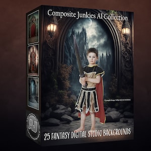 BUNDLE PACK - 25 Fantasy Digital Studio Backgrounds, Digital Backdrops, Fantasy Backdrop, Composite Image, AI Fantasy Art, Princess, Prince