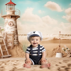 Nautical Background for Photo Composition Art / Summer Digital Backdrop for Photography Composite Artists / Lighthouse / Photo Manipulation