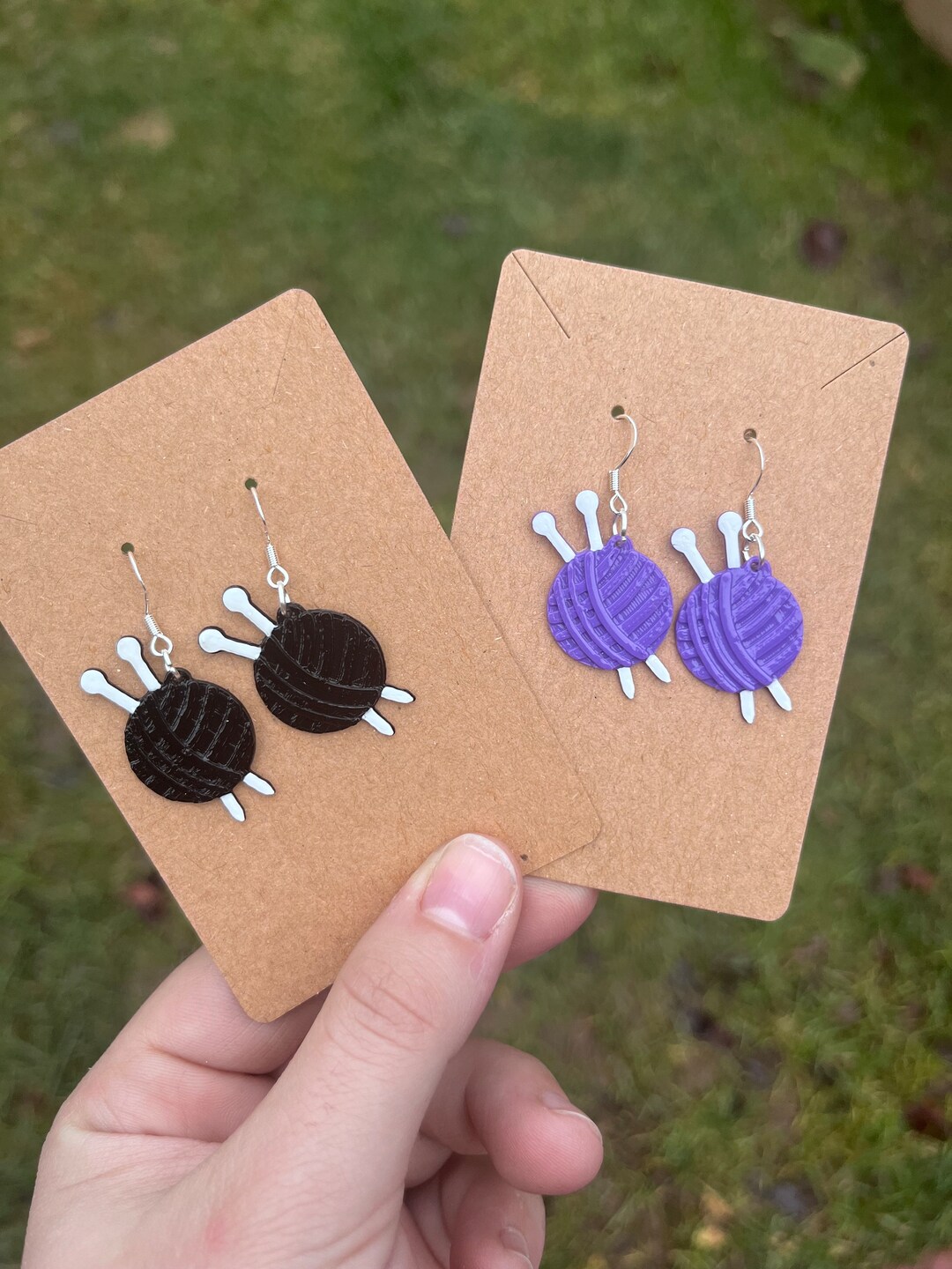 3d Printed Knitting Earrings Yarn Earrings With Knitting Etsy
