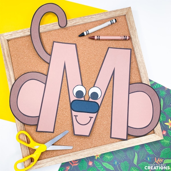 Letter M Craft Patterns | Monkey Craft | Alphabet Crafts | Uppercase Letter Activities