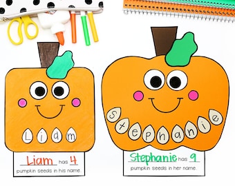 Pumpkin Name Craft | Square Pumpkin Activity | Halloween | Pumpkin Template | Pattern | Kids Craft | Crafts for Kids | Fall