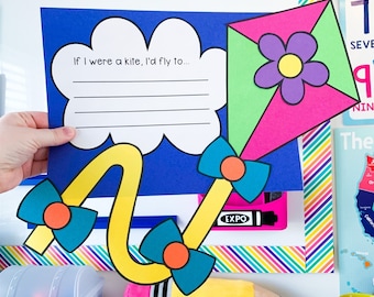 Kite Craft | Spring Craft | Spring Writing Activity | Flying Kite Bulletin Board