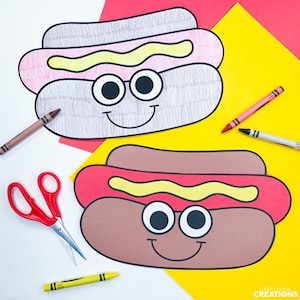 Hot Dog Craft Pattern | Camping Craft for Kids | Hot Dog Template | Camping Activities | Food Craft | Picnic | Junk Food | Summer