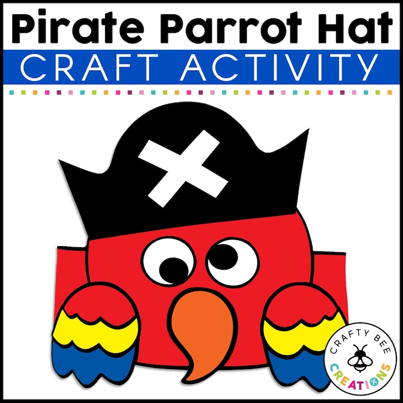 Pirate Parrot Hat Craft Template Crown Headband Kindergarten Activities Preschool Pattern Kids ...