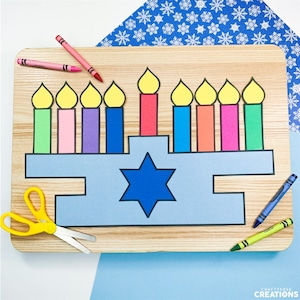 Menorah Craft / Vacanze in tutto il mondo Craft / Natale in tutto il mondo / Modello / Modello / Craft per bambini / Craft per bambini