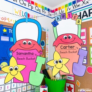 Beach Bucket Craft | Summer Craft for Kids | End of the Year Activities | Beach Day | Beach Bucket Pattern | Bucket Template | Name Craft