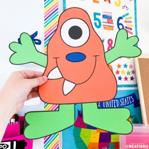Monsterknutsel voor kinderen | Halloween-knutsel voor kinderen | Monstersjabloon | Monsterpatroon | Buitenaards | Ruimtevaartuigactiviteit | Mededelingenbord