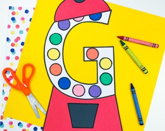 Letter G Craft Patterns | Gumball Machine Craft | Alphabet Crafts | Uppercase Activities