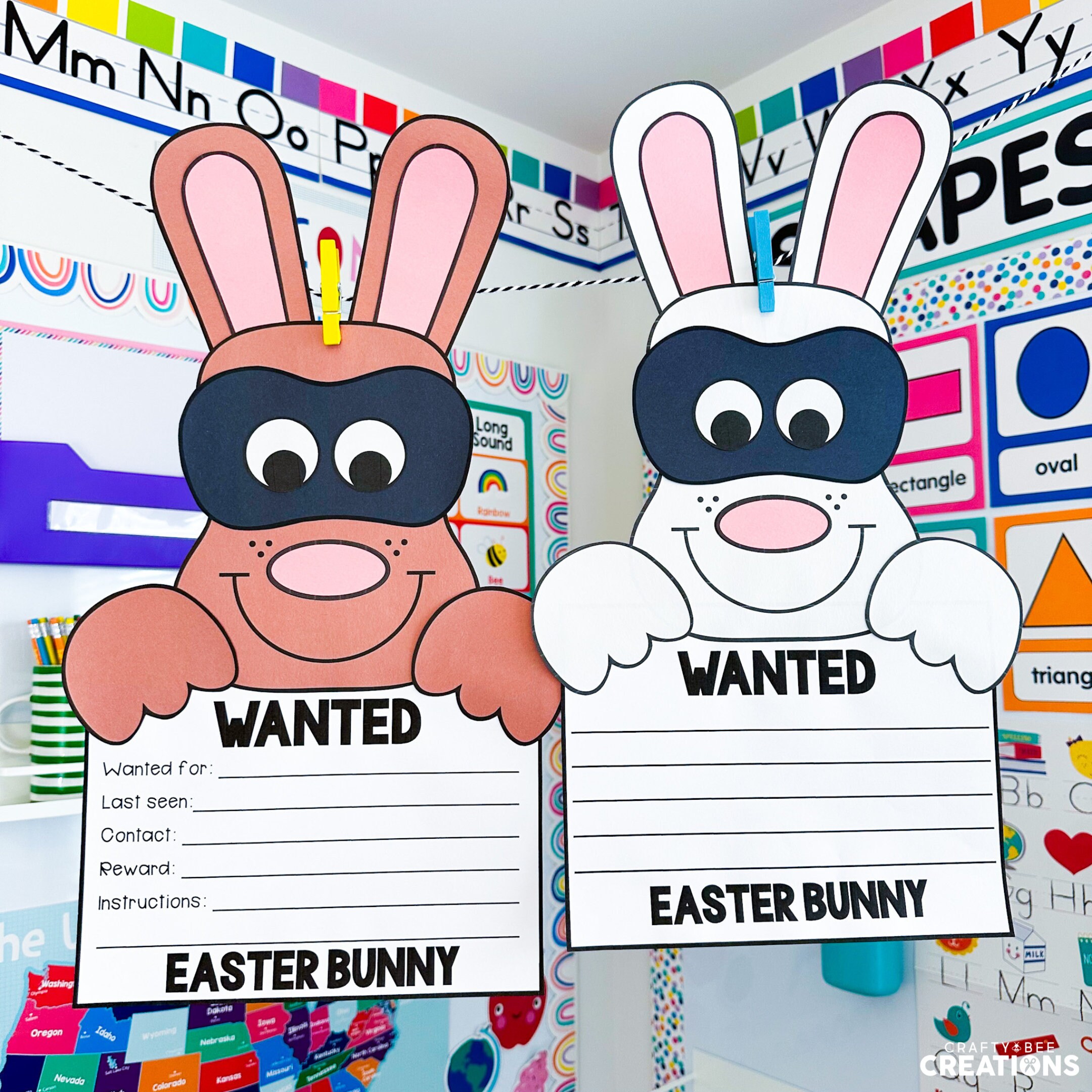Easter Bunny Craft Template | Spring Writing Prompts | March Bulletin ...