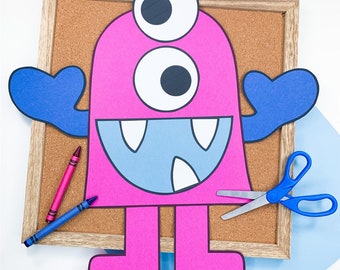 Monster Craft for Kids | Halloween Craft for Kids | Monster Template | Monster Pattern | Alien | Space Craft Activity | Bulletin Board