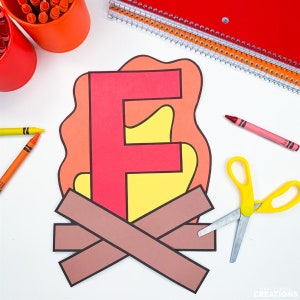 Letter F Craft Patterns | Fire Craft | Alphabet Crafts | Uppercase Letter Activities