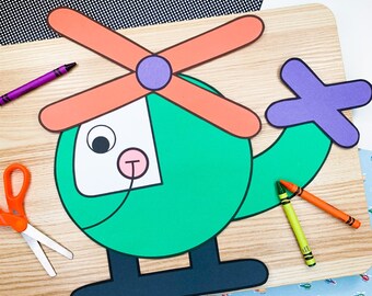 Helicopter Craft for Kids | Transportation Crafts | Transportation Activities | Helicopter Template | Pattern | Cut and Paste | Kids Crafts