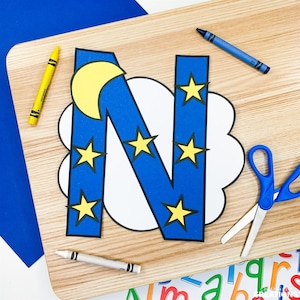 Patrones de manualidades con la letra N / Manualidades nocturnas / Manualidades con el alfabeto / Actividades con letras mayúsculas