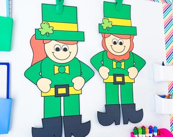 Leprechaun Craft | St Patricks Day | Kindergarten | March Bulletin Board | Preschool Art | Craft for Kids | Template | Kids Craft Pattern