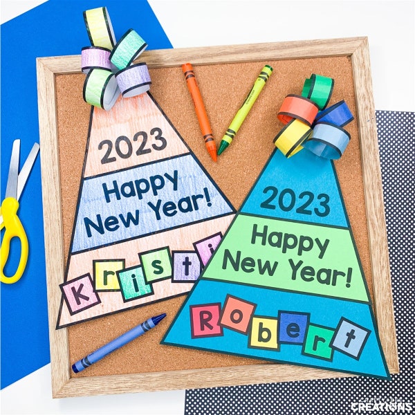 New Year Name Hat Craft | New Year 2024 Activity | Name Activities | Template |  Pattern | Kids Craft | Craft for Kids
