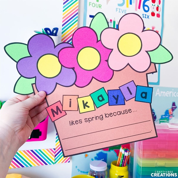 Spring Flowers Craft Patterns | Name Craft | Spring Activities | Spring Bulletin Board