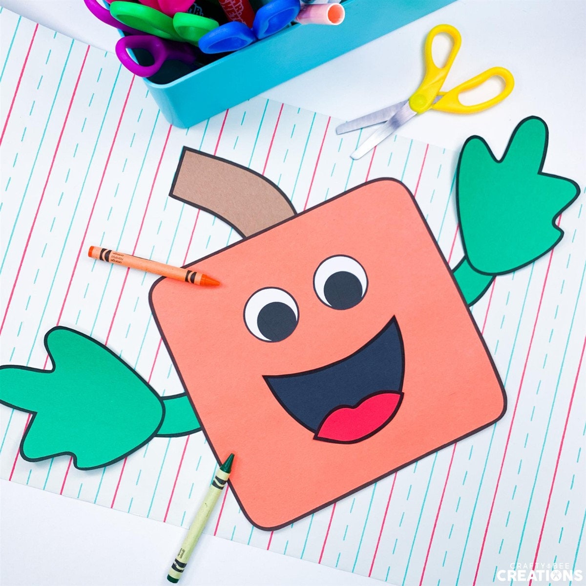 Square Pumpkin Craft | Fall Activities | Halloween Craft | Kids Craft | Craft for Kids | Paper Craft | Template | Pattern